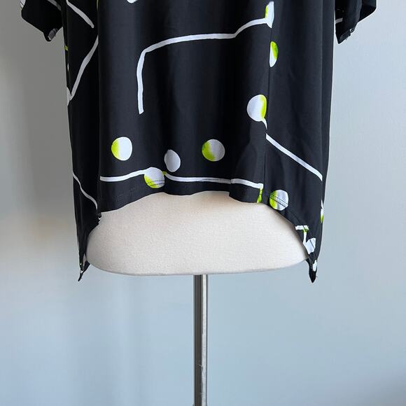 Clara Sun Woo Dolman Sleeve Tunic Black Geometric Medium M Packable Blouse - Picture 3 of 11